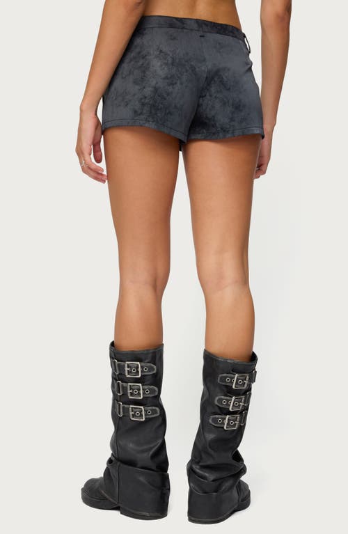 Edikted Rhiley Contrast Faux Suede Shorts In Gray