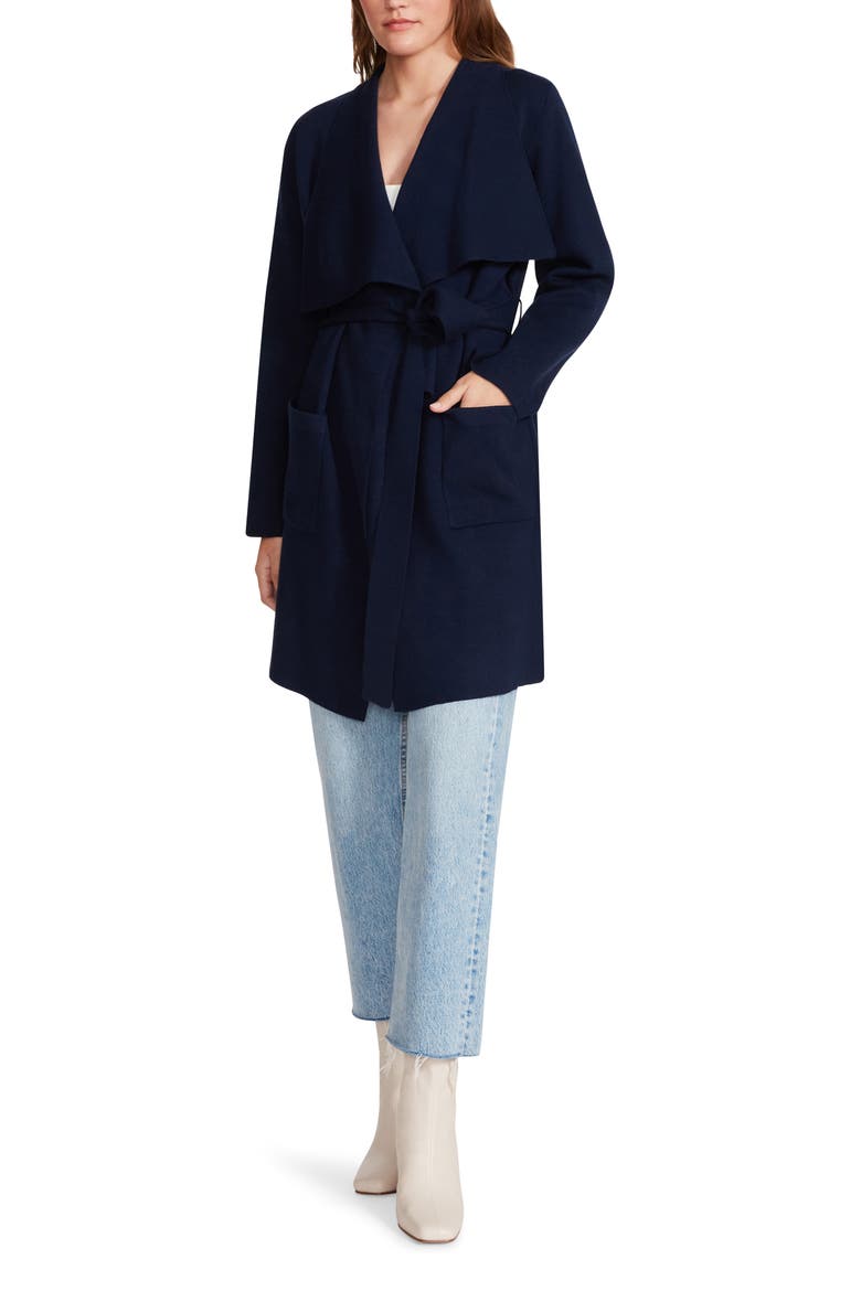 BB Dakota Drape Front Cardigan Coat, Alternate, color, OILSLICK