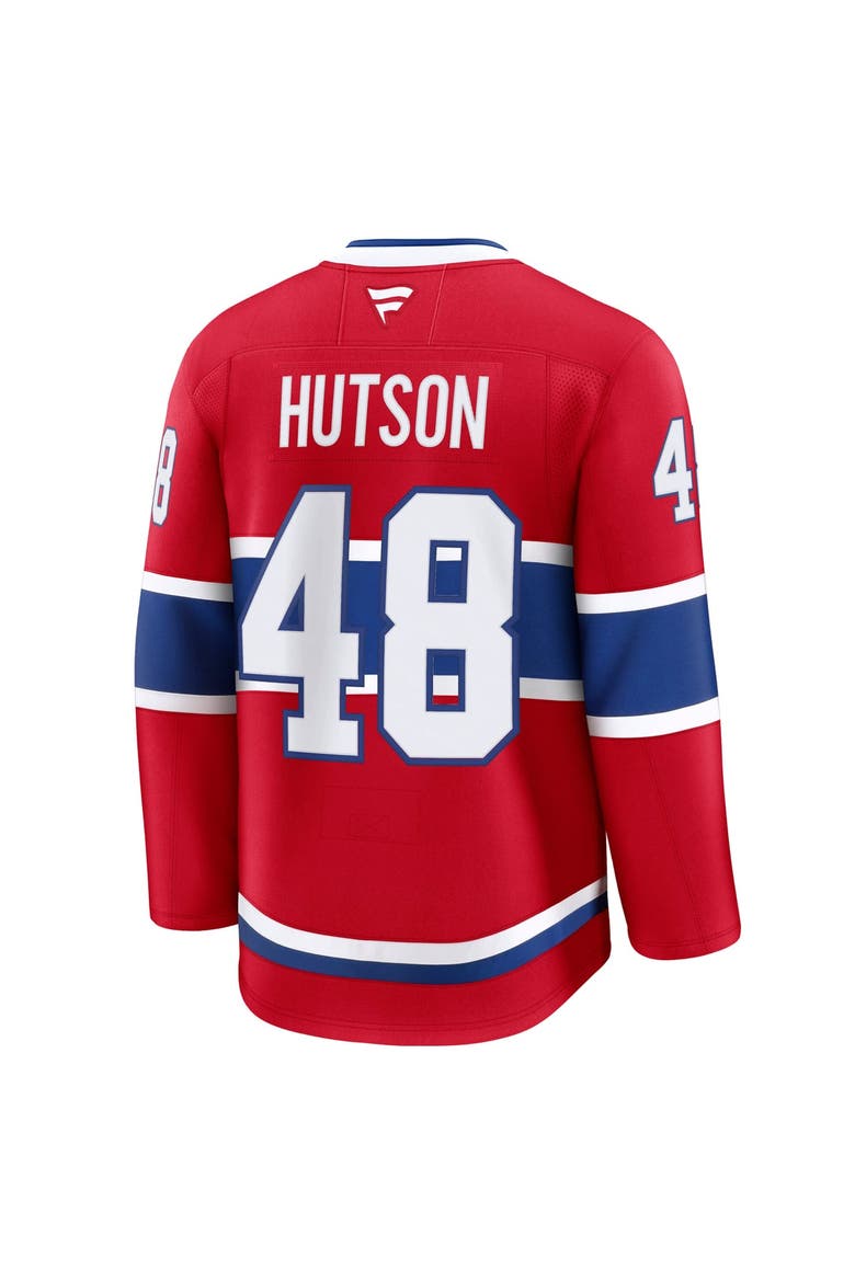 Men's Fanatics Lane Hutson Red Montreal Canadiens Home Premium Jersey, Alternate, color, Red