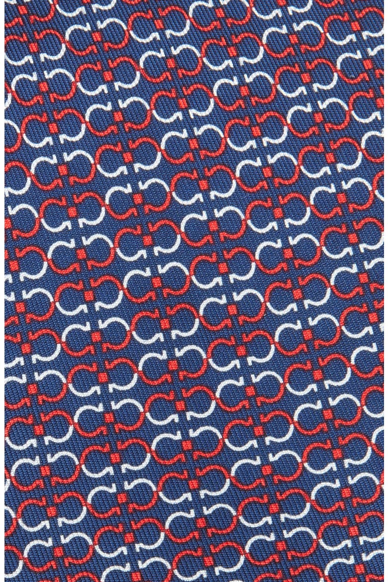 Zelig Gancini Print Silk Tie, Alternate, color, NAVY/ ROSSO
