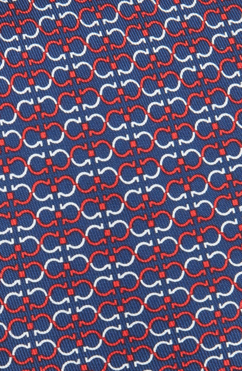 FERRAGAMO Zelig Gancini Print Silk Tie, Alternate, color, Navy/ Rosso