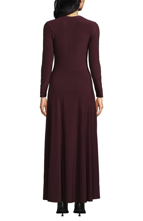 Lands' End Silky Knit Ruched Maxi Dress In Burgundy