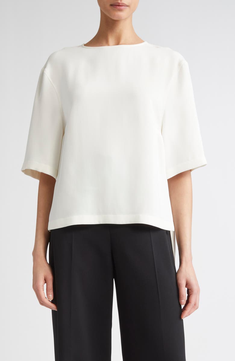 FFORME India Boxy Silk T-Shirt, Main, color, Off White