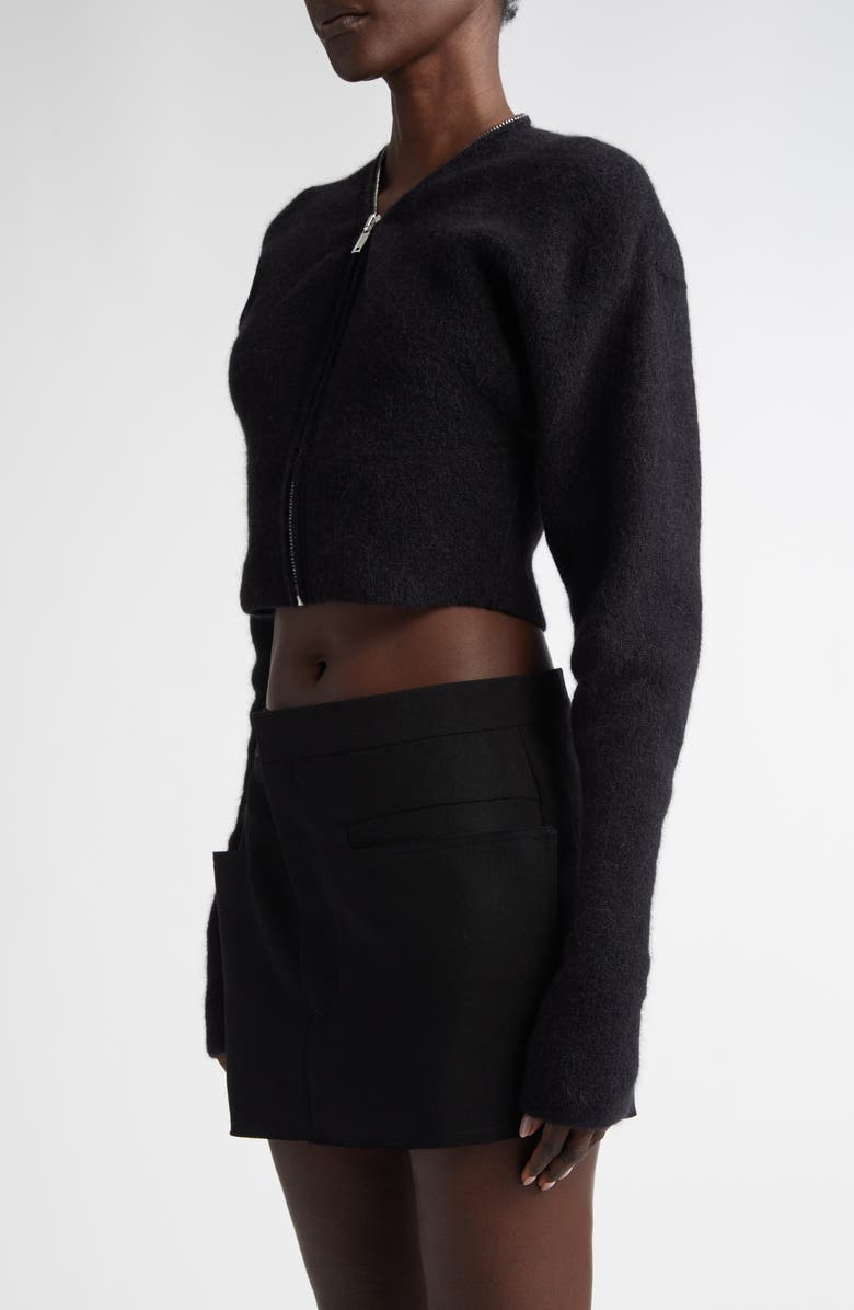 Rick Owens Zip Detail Crop Alpaca Blend Cardigan, Alternate, color,