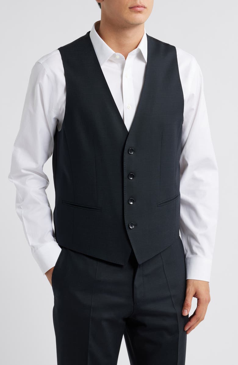 BOSS Huge Black Stretch Wool Blend Suit, Alternate, color, 