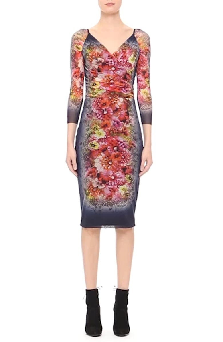 Fuzzi Tattoo Floral Print Tulle Dress, Alternate, color, 