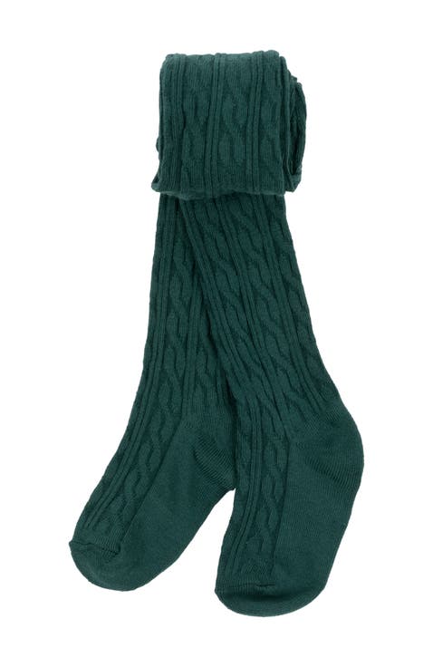 Girls Cable Knit Tights, Cotton Blend