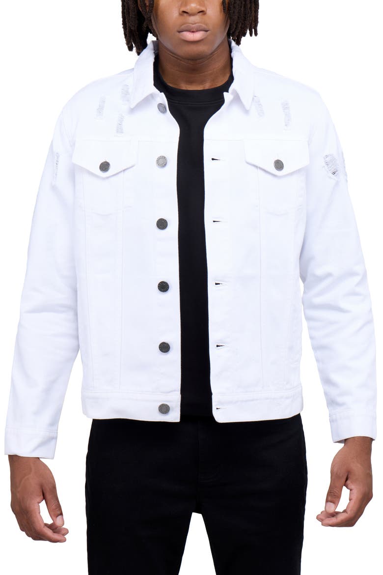 Slim Washed Denim Jacket, Main, color, WHITE