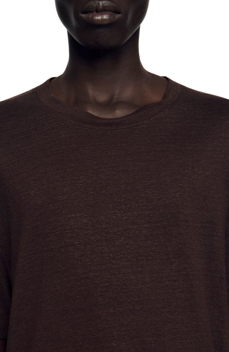 SANDRO Linen T-shirt, Alternate, color, Black Brown