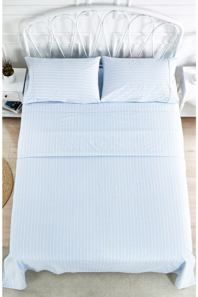 Set of 2 Percale Stripe Cotton Pillowcase, Alternate, color, BLUE