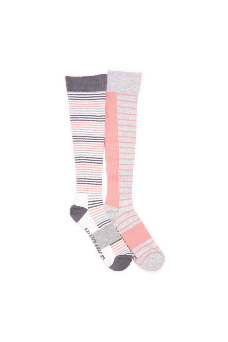 Cotton Compression Knee-High Socks 2 Pair Pack Wide Size, Main, color, Grey/Pink