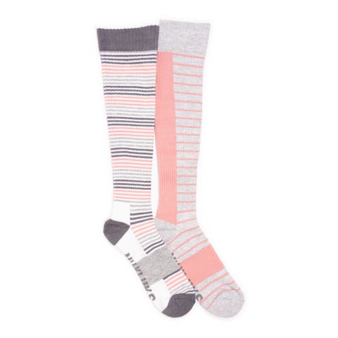 Cotton Compression Knee-High Socks 2 Pair Pack Wide Size