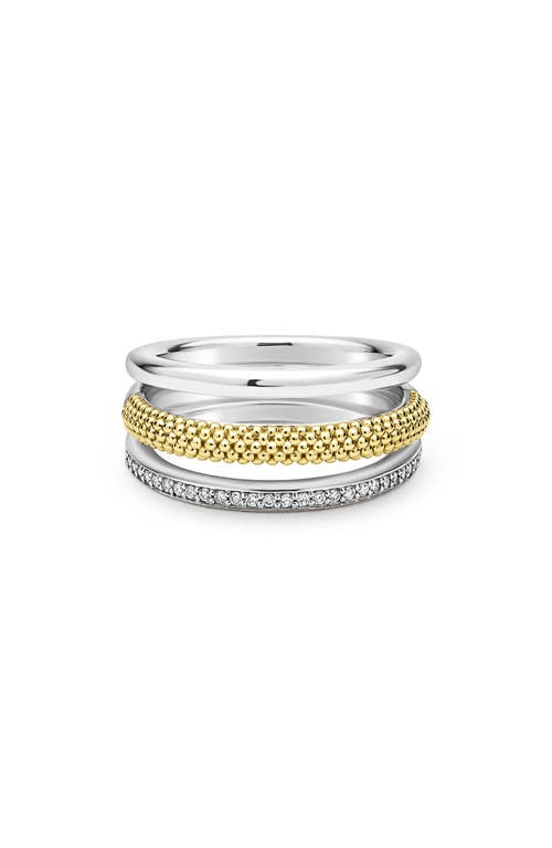 Lagos Caviar Lux Pavé Diamond Ring In Two-tone