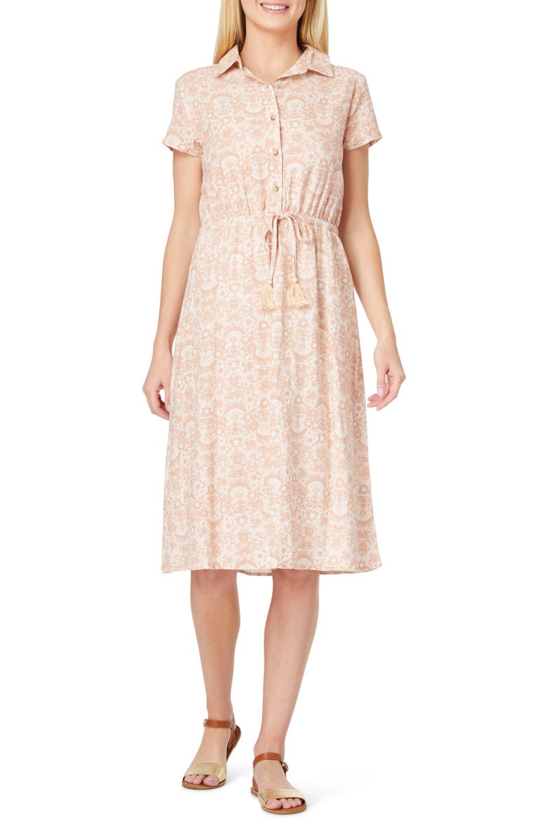 C & C California Kennedy Linen Blend Midi Shirtdress, Main, color, 