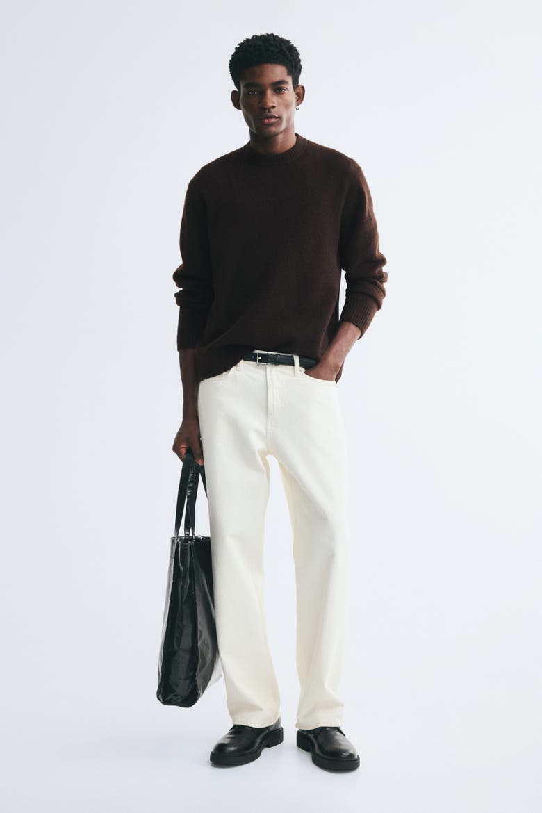 Regular-fit Brushed Sweater, Alternate, color, Dark brown