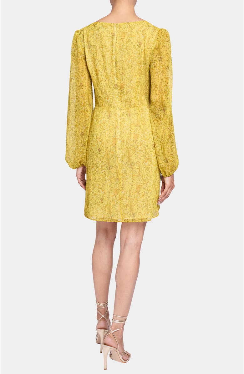 Santorelli MALIA Long Sleeve Dress with Skirt Side Ruffle in Printed Georgette, Alternate, color,