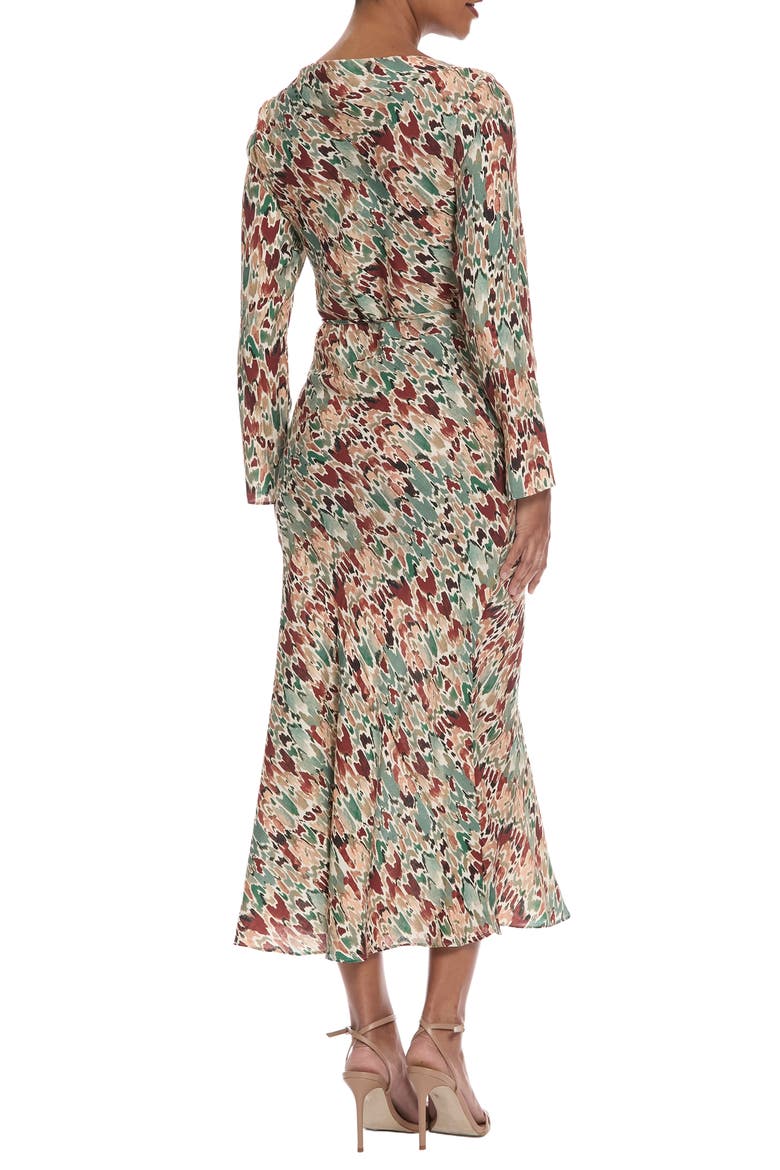 Long Sleeve Tie Waist Maxi Dress, Alternate, color, GREEN/ TAN