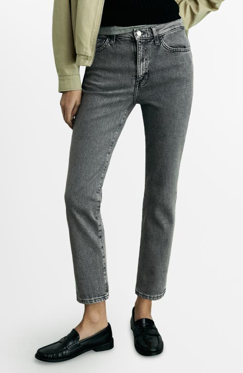 Mango Claudia Crop Slim Fit Jeans In Open Grey