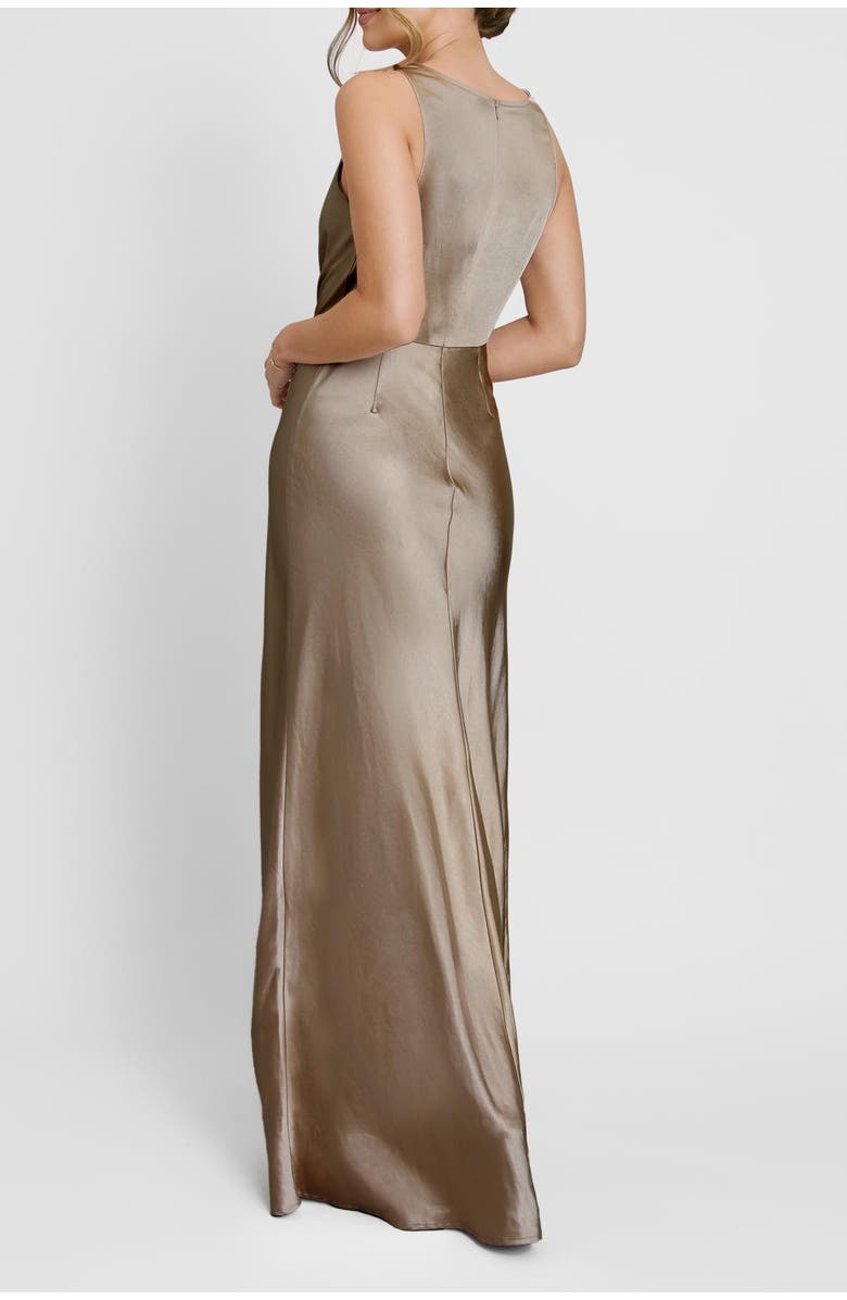 Six Stories Cowl Front Satin Bridesmaid Dress, Alternate, color, Truffle