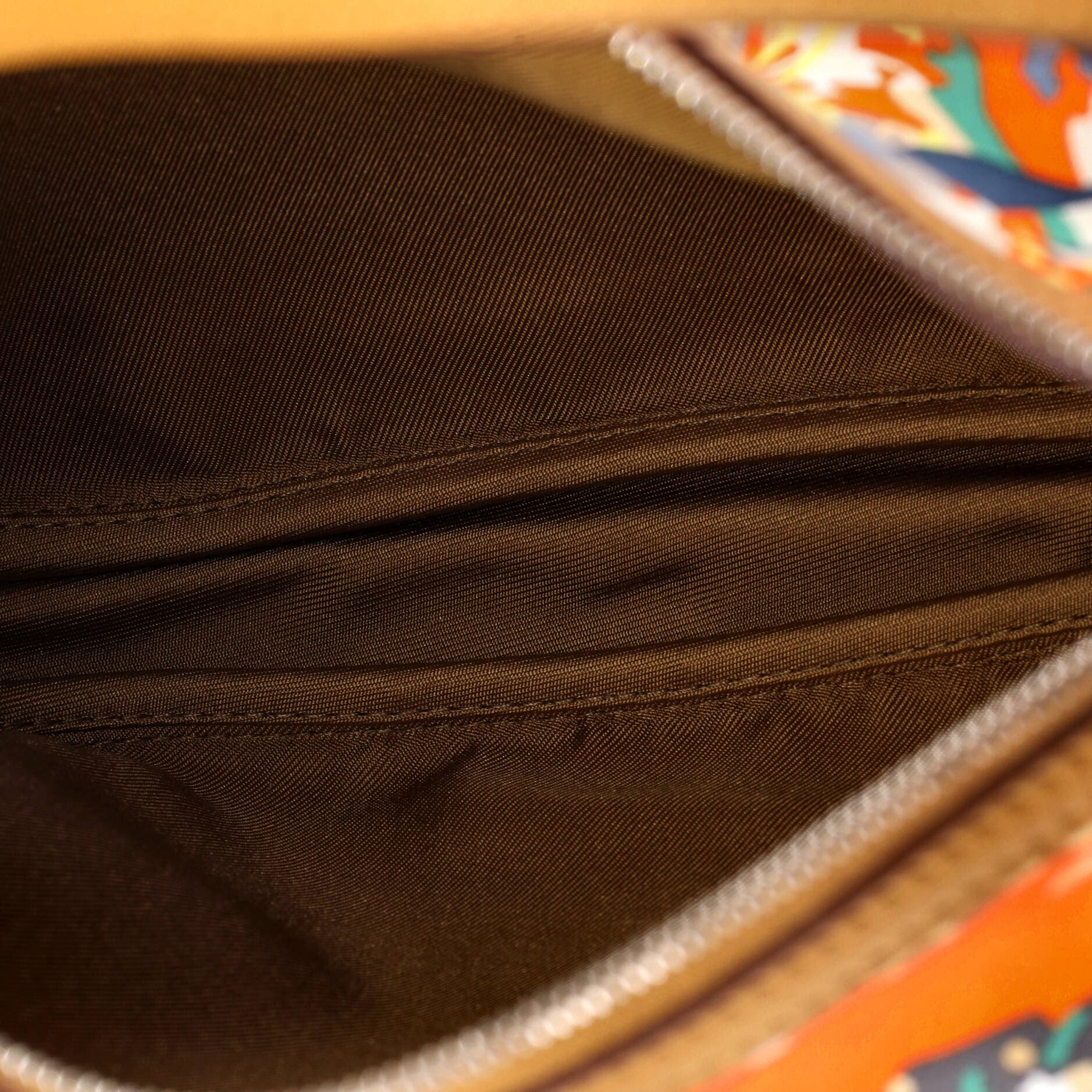 Sursoie To Go Pouch Printed Silk and Leather, Alternate, color, Brown
