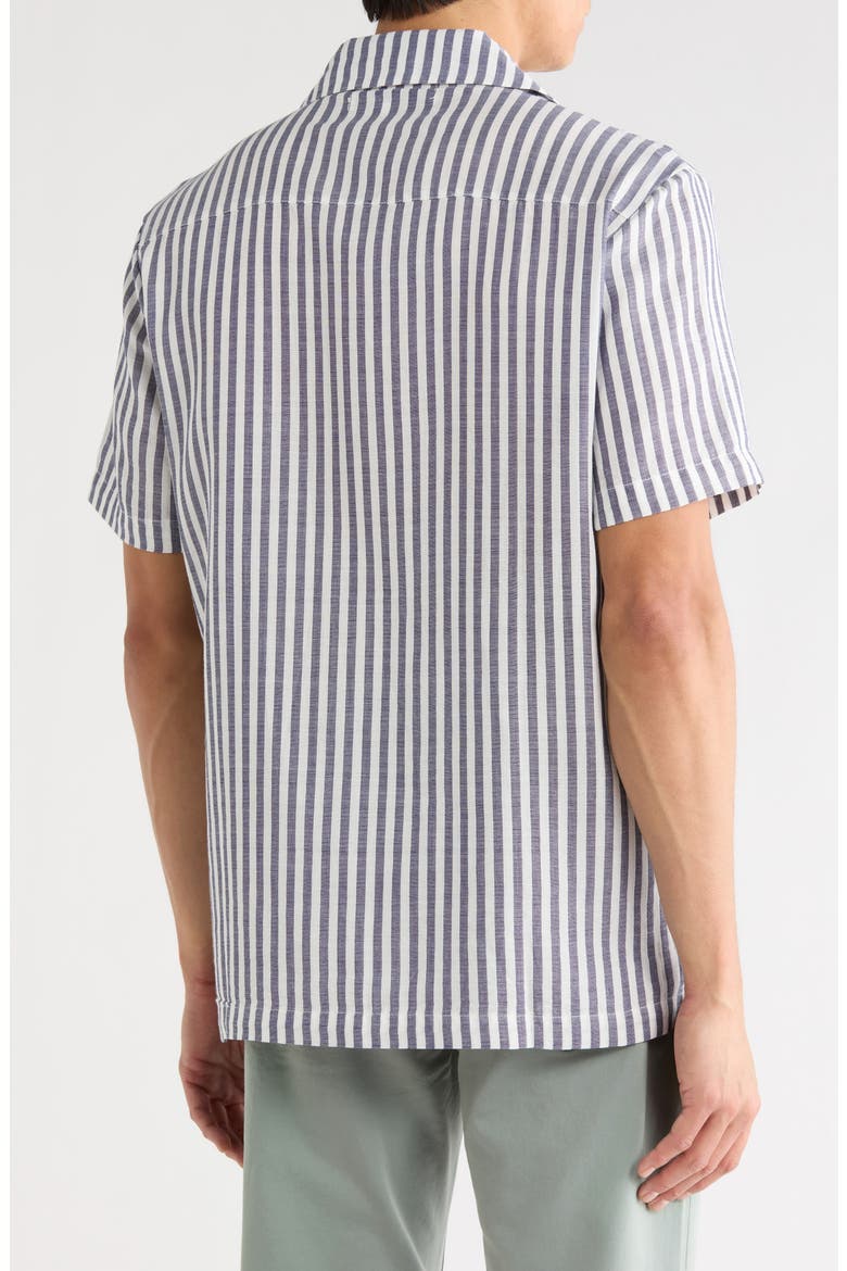 Striped Cotton Camp Shirt, Alternate, color, NAVY/ WHITE STRIPE