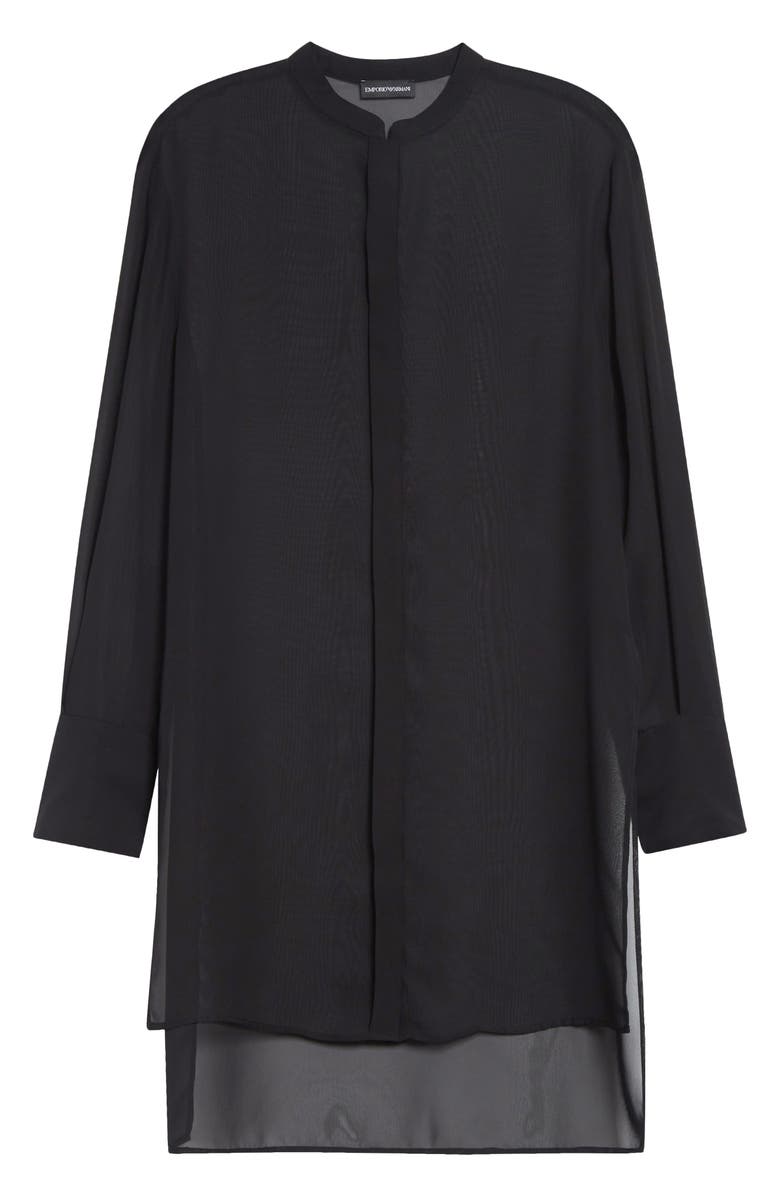 Giorgio Armani Black Techno Sheer Georgette Tunic, Main, color, Solid Black