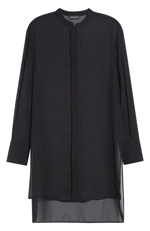 Black Techno Sheer Georgette Tunic