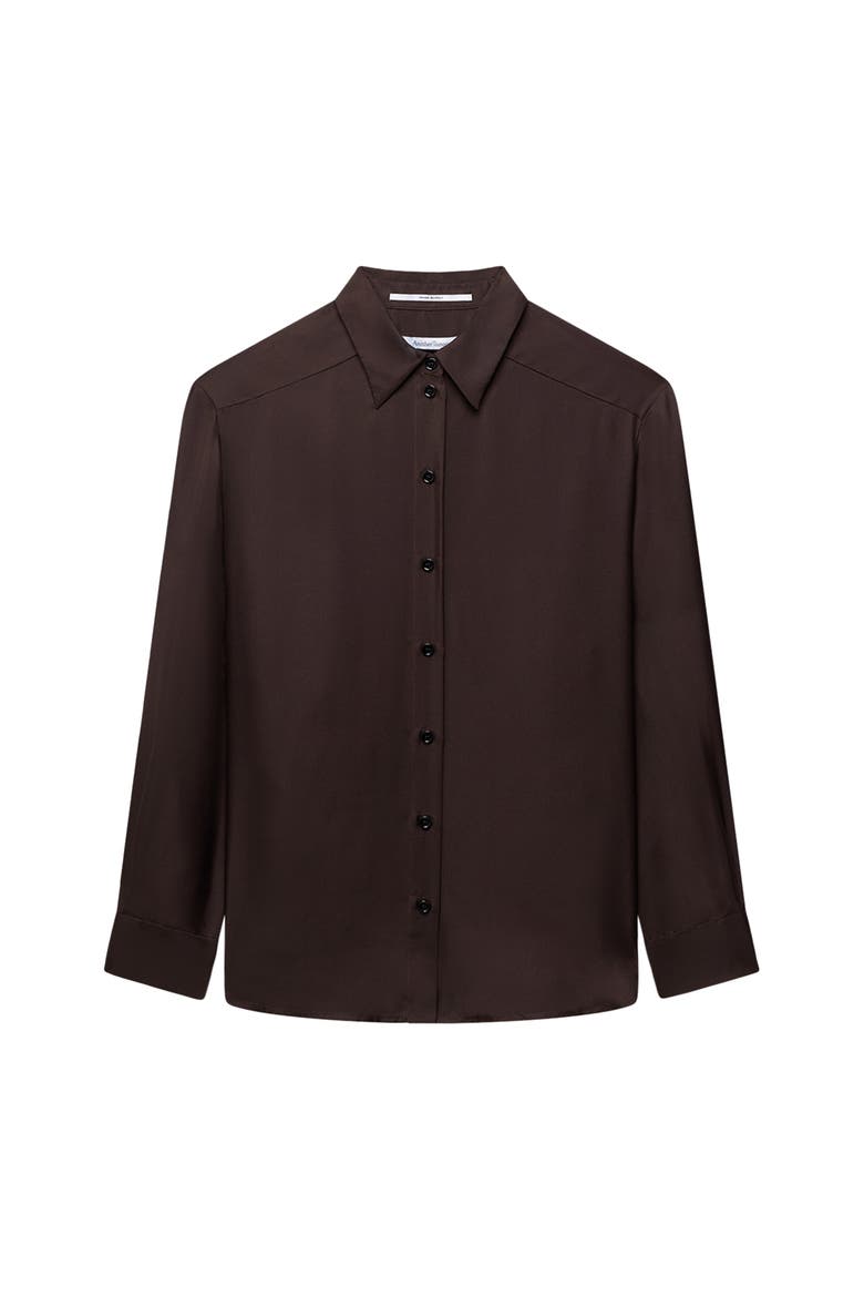 Silk Pleat Back Shirt, Alternate, color, Chocolate