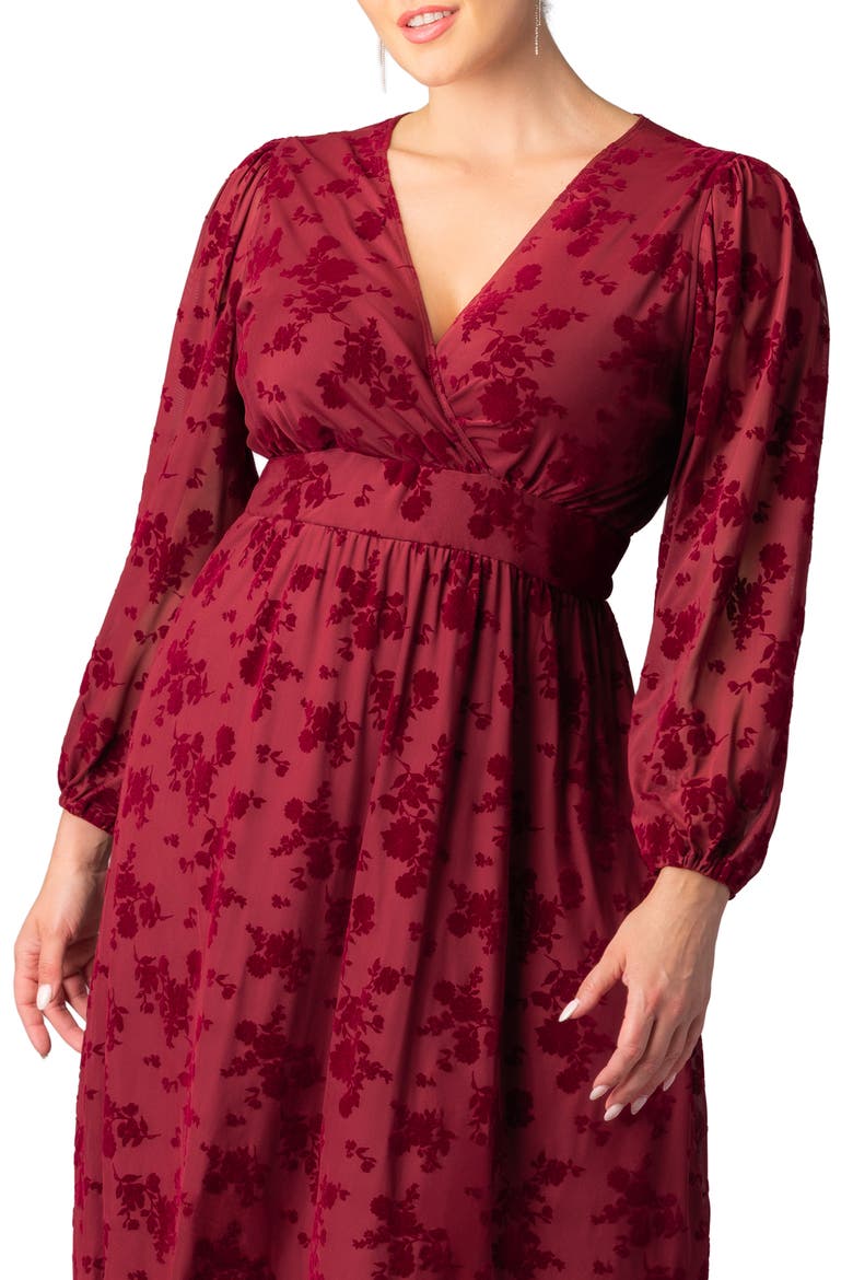 Melanie Floral Mesh Cocktail Dress, Alternate, color, BORDEAUX FLOCKED FLORALS