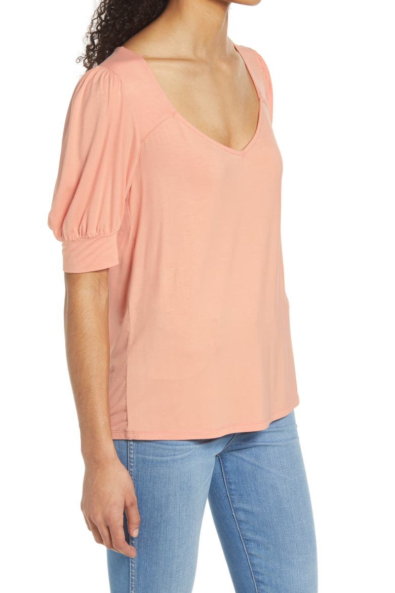 Sweetheart Neck Knit Top, Alternate, color, PEACH