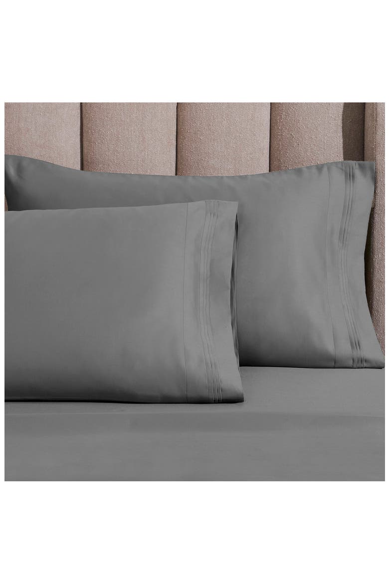 Solid Marrow Stitch 1,500 Thread Count Cotton Sateen Set of 2 Pillowcases, Alternate, color, GREY