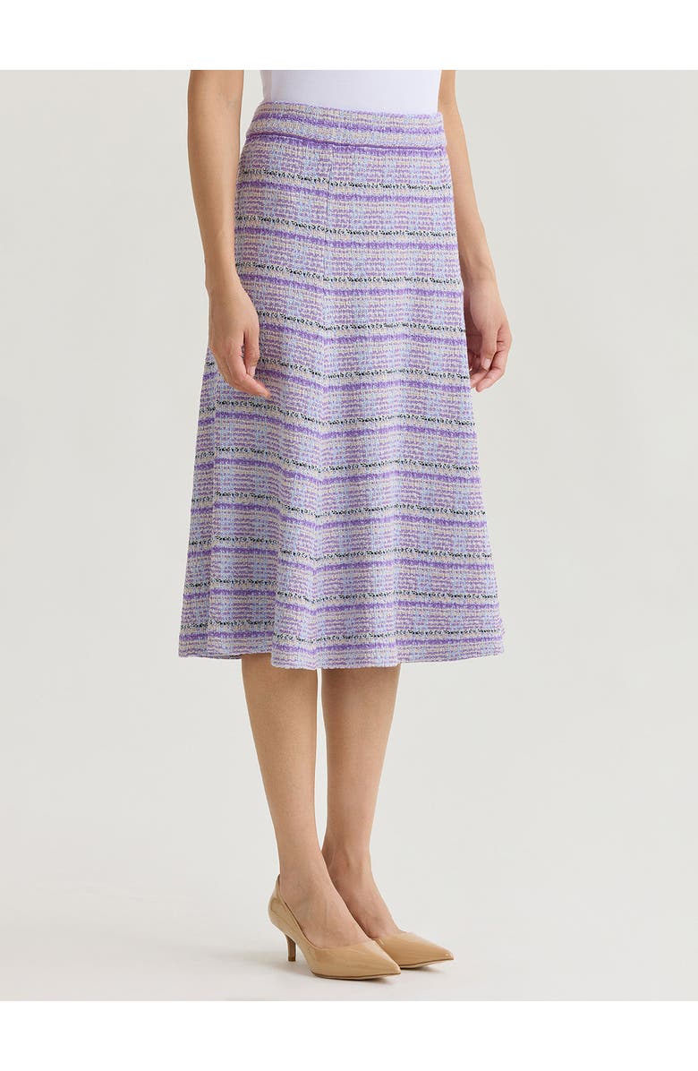 Misook Flared Plaid Tweed Knit Midi Skirt, Alternate, color, Biscotti/Powder Blue/Purple