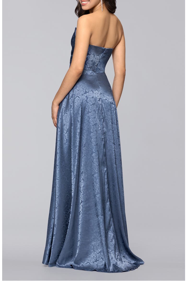 Jaquard Strapless Gown, Alternate, color, SLATE