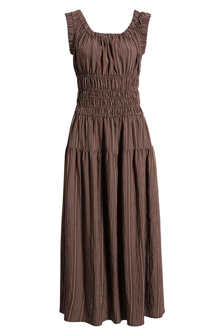 Anastasia Shirred Sleeveless Maxi Dress, Alternate, color, CHICORY STRIPE