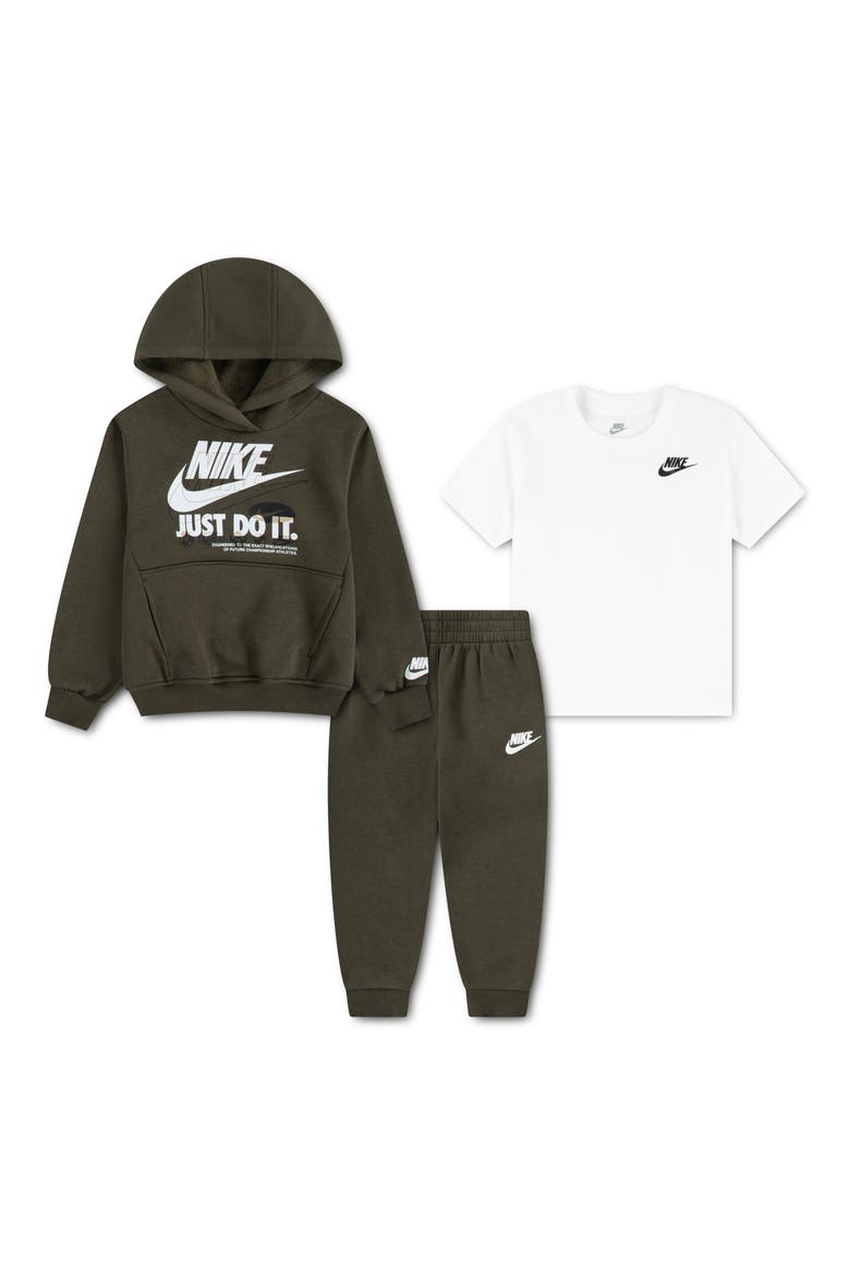 Kids' 3-Piece Hoodie, Tee & Pants Set, Main, color, CARGO KHAKI