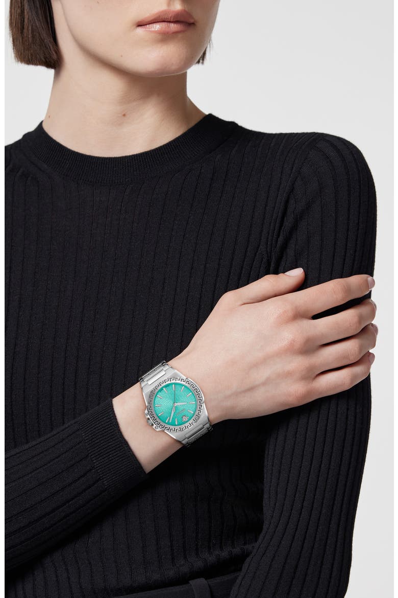 Greca Reaction Bracelet Watch, 38mm, Alternate, color, STAINLESS STEEL