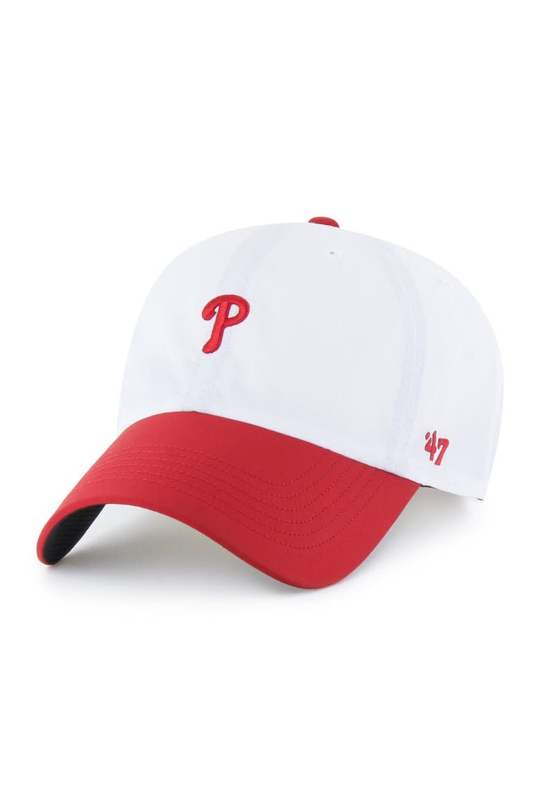 Men's '47 White/Red Philadelphia Phillies Vista Mini Clean Up brrr° Adjustable Hat, Main, color, White