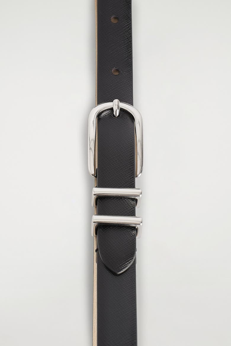 Saffiano Leather Belt, Alternate, color, BLACK