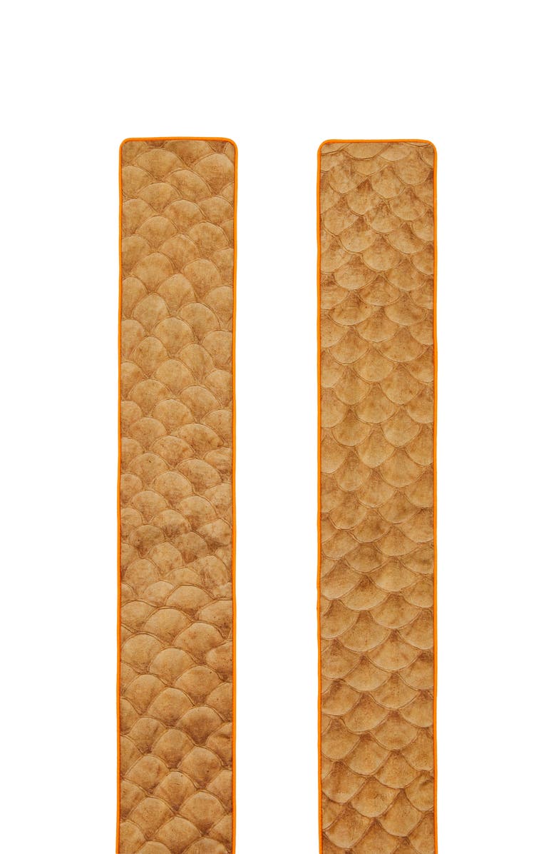 Burberry Icon Stripe & Fish Scale Print Skinny Silk Scarf, Alternate, color, 