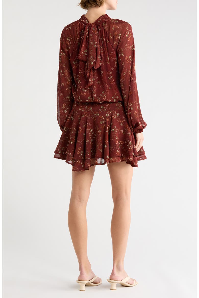 Mock Neck Long Sleeve Minidress, Alternate, color, RUST FLORAL