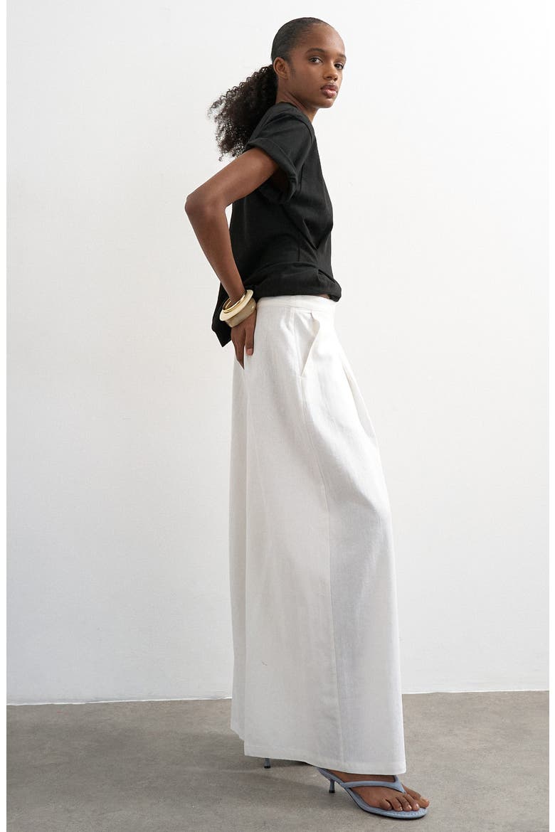 Linen Blend Wide Leg Pants, Alternate, color, WHITE