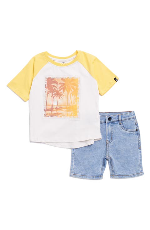 Kids' Raglan T-Shirt & Denim Shorts (Toddler)