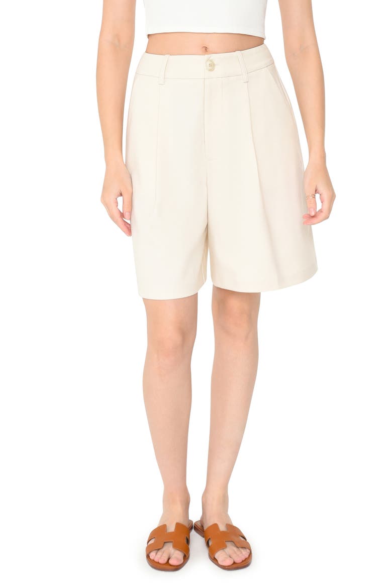 Carlotta Pleated Shorts, Main, color, CREAM