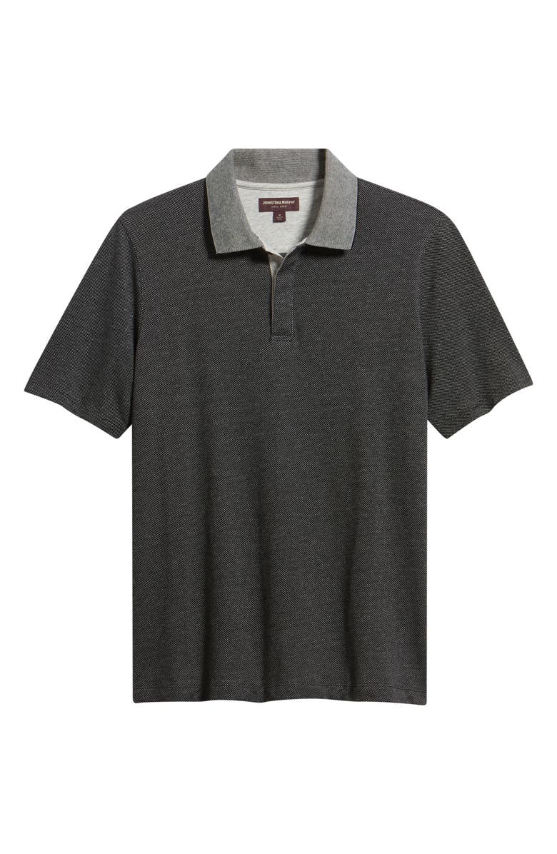 Johnston & Murphy Tonal Bird's Eye Polo, Main, color, Charcoal Birdseye