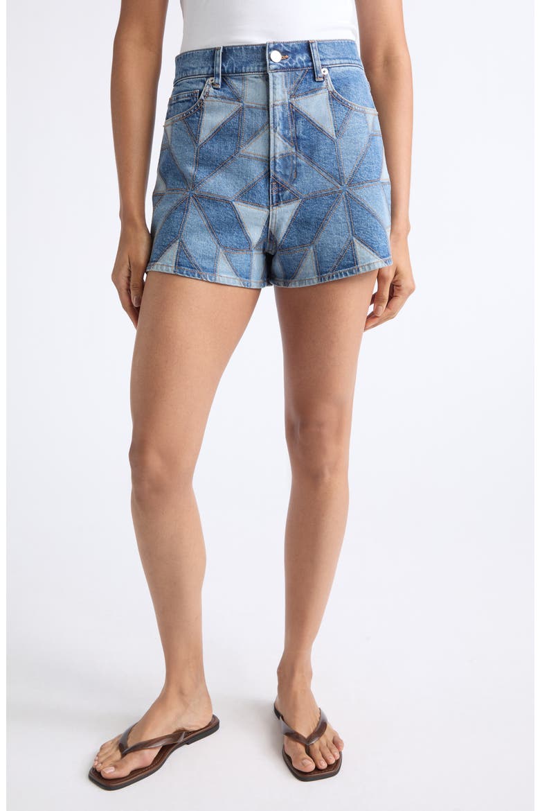 Elijah Patchwork Denim Shorts, Main, color, PRISM BLUE