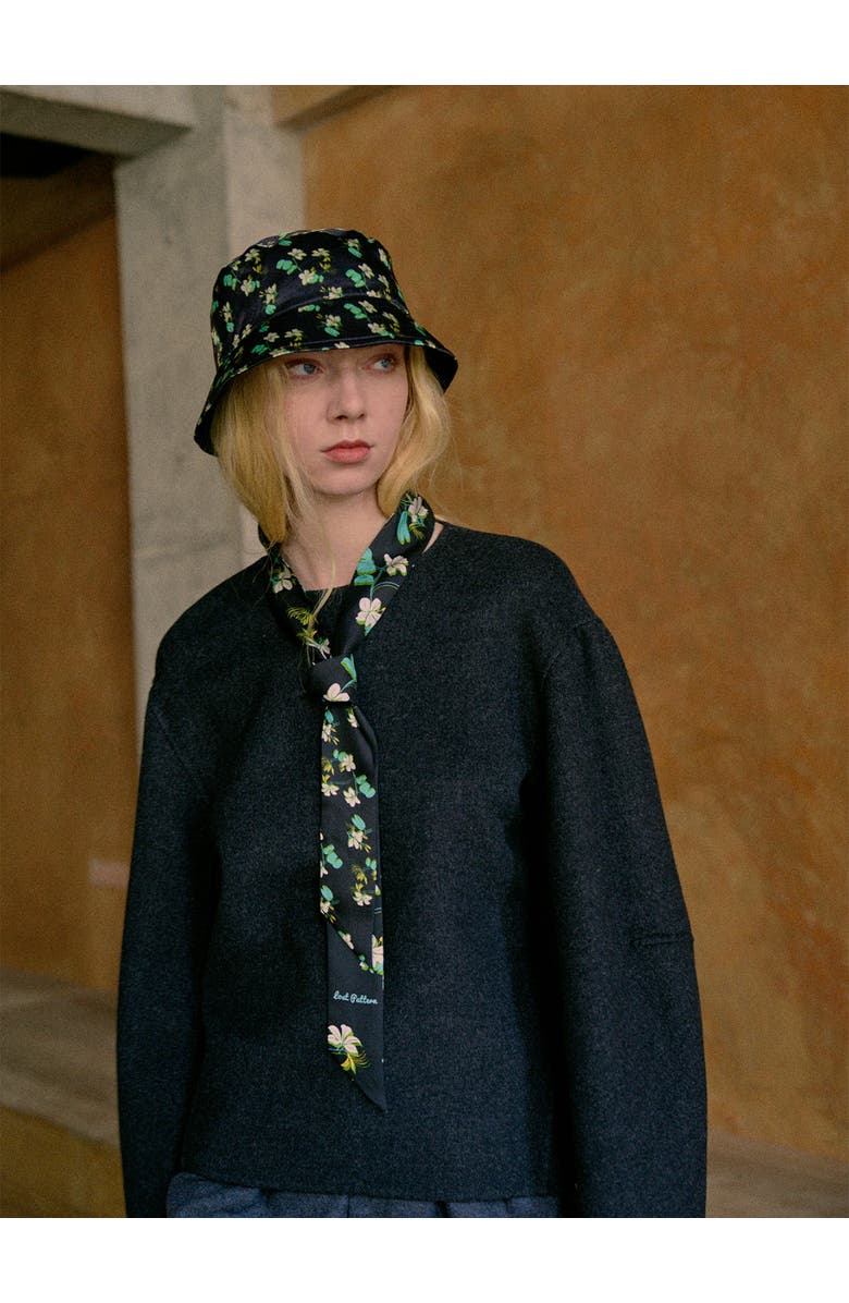 Lost Pattern "Beach Blossom" Silk Skinny Scarf, Alternate, color, Black