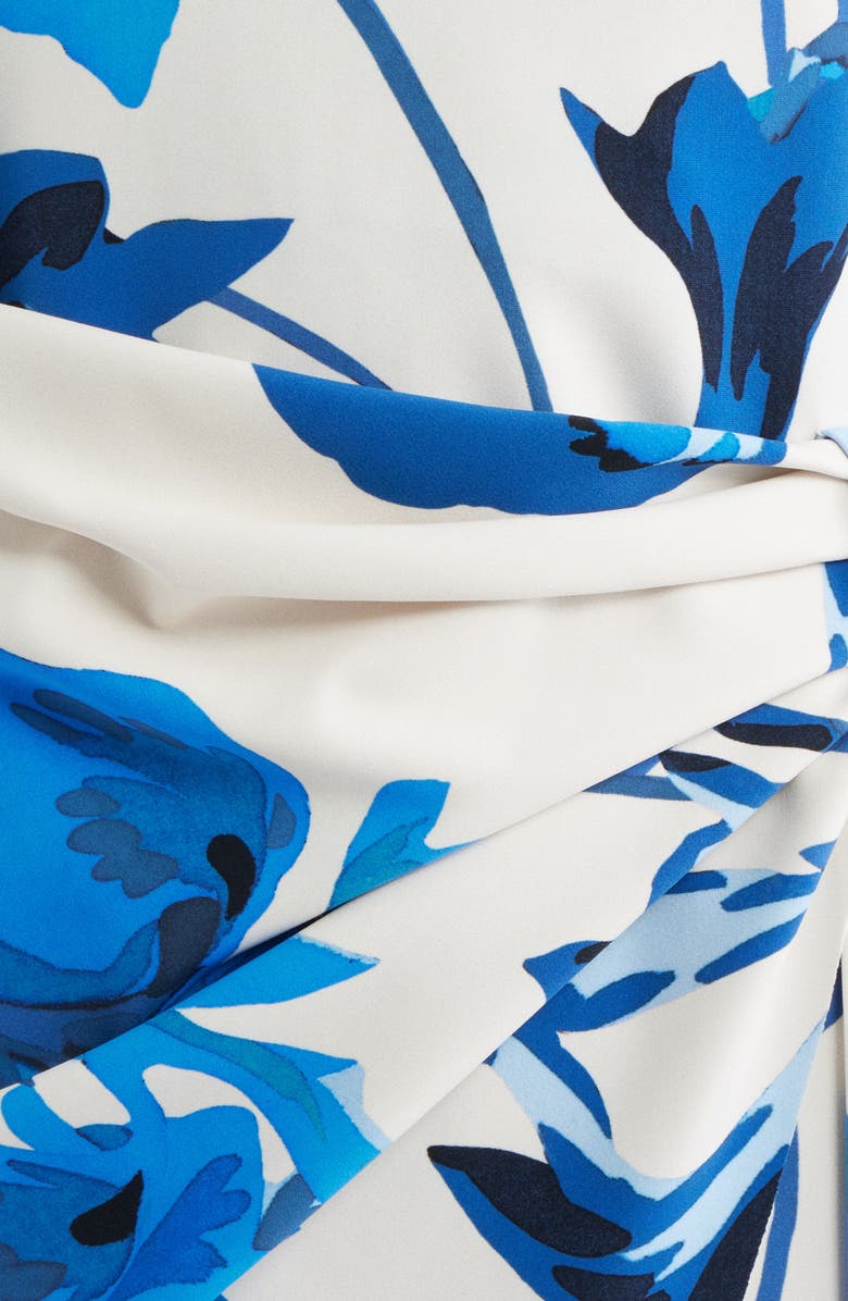 Chiara Boni La Petite Robe Floral Ruffle Detail Cocktail Sheath Dress, Alternate, color, Carole Blue