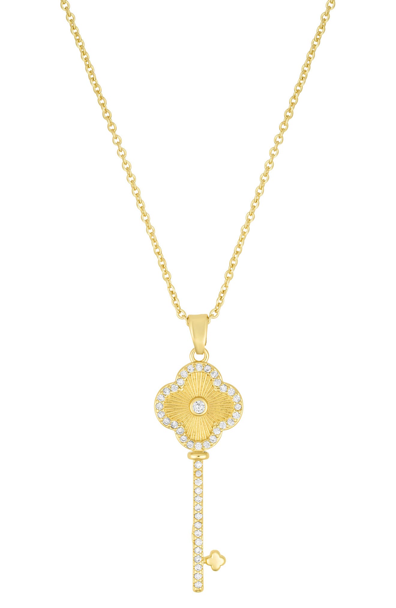 Adornia Pavé Clover Key Pendant Necklace
