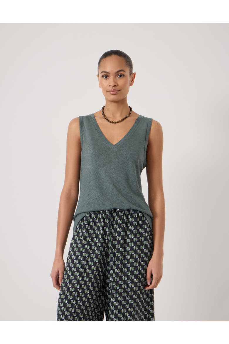 Lio Linen V-Neck Vest, Main, color, Sage Green