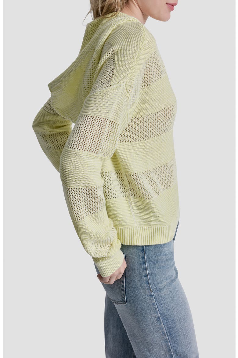 Pointelle Stripe Hooded Sweater, Alternate, color, LEMON LIGHT